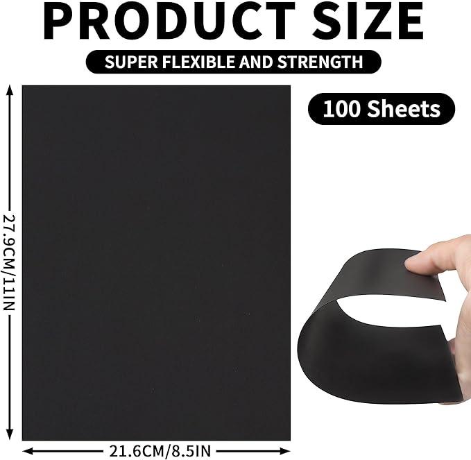 100 Sheets Black Cardstock - 8.5 X 11 Inches Art Crafts Construction Paper, 92lb/250gsm Heavy Weight Thick Card Stock Paper for Printer, DIY Cards Making, Invitations, Scrapbooking UAP24BK100