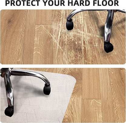 Chair Mat for Hardwood Floor, 63x51 inches Floor Mat Protector for Office Chair, Desk, Home, Frosted Pattern Rectangle Floors Protector