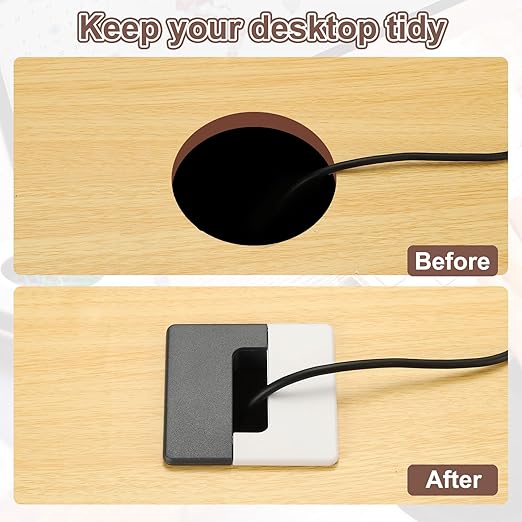 PATIKIL 2.8inch Desk Grommet, 6Pcs Cable Grommet Wire Management Cable Hole Cover Cord Organizer for Office Home Table Countertop, Black White Grey