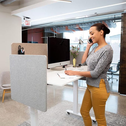 Stand Up Desk Store ReFocus Clamp-on Acoustic Desk Divider Privacy Panel That Reduces Noise and Visual Distractions (Cool Gray, 59" X 23.6")