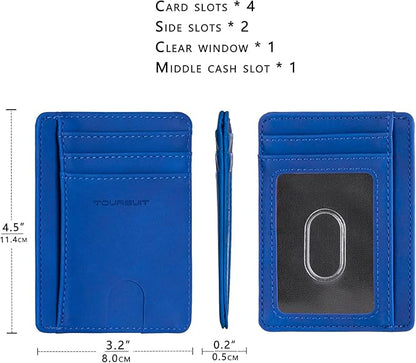 TOURSUIT Travel Minimalist Slim Front Pocket Wallet for Men Women, RFID Blocking Credit Card Holder Case (Dark Blue)