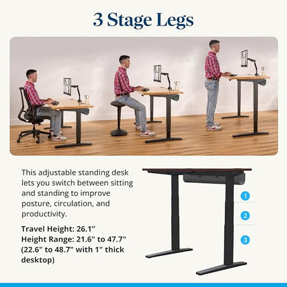 UPLIFTDESK V3 2-Leg Cherry Laminate Wood Standing Desk – Adjustable Height, Advanced 1-Touch Memory Keypad, Under Desk Cable Management, Wire Grommets & Rocker Board (Black C-Frame, 72 x 30 inch)