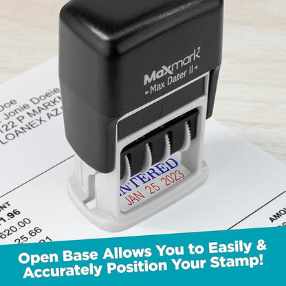 MaxMark Self-Inking Rubber Date Office Stamp with E-MAILED Phrase & Date - Black Ink (Max Dater II), 12-Year Band