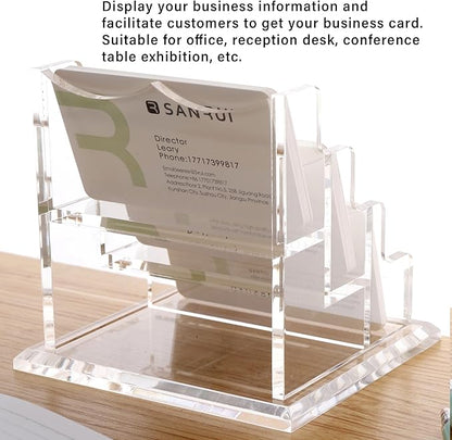 YUXUN Business Card Holder Display for Desk, Clear Acrylic Cards Organizer 3 Tier 3 Slots, Business Card Stand for Men and Women 1 Pack (3 slots) 3slots…