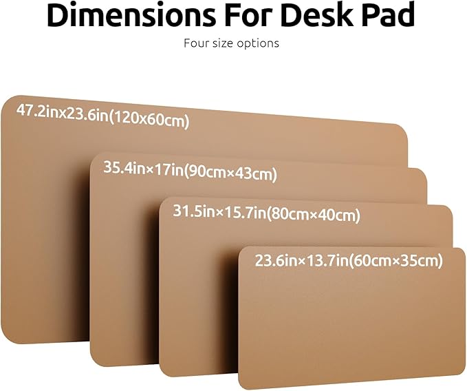 YSAGi Leather Desk Protector, Office Mat, Large Mouse Pad, Non-Slip PU Leather Blotter, Laptop Desk, Waterproof Writing Pad for Office and Home (Khaki, 35.4" x 17")