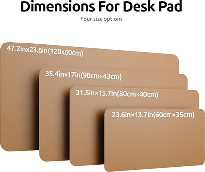 YSAGi Leather Desk Protector, Office Mat, Large Mouse Pad, Non-Slip PU Leather Blotter, Laptop Desk, Waterproof Writing Pad for Office and Home (Khaki, 35.4" x 17")