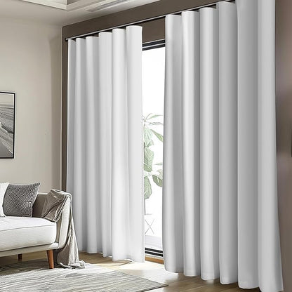 cbsroro Room Divider Blackout Curtain Track Curtains Wall Dividers Panels Screen for Living Rooms Bedroom Office Privacy Partition Separation, W100 × L96 Inch,1 Panel, White