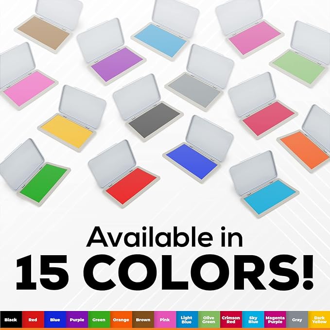 Metal Case Stamp Pad Medium Size, Light Blue Color - Size: 3" x 4" - Choose from 15 Ink Colors