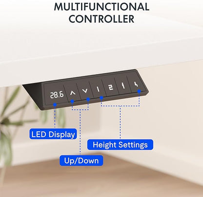 FLEXISPOT EN2 Whole-Piece Standing Desk with Clamp Power Strip, 48 x 24'' Electric Stand Up Height Adjustable Desk with Cable Management (Gray Frame + 48" White Desktop, 2 Packages)