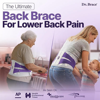 DR. BRACE® Lower Back Brace for Men & Women for Lower Back Pain Relief, Revolutionary Versatile Splints System & Removable Lumbar Pad, Adjustable & Breathable Back Support Brace (35.4-41.3″)