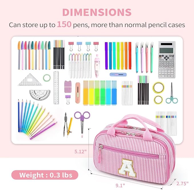 YOOLIFE Pencil Case for Girls, Cute Pencil Pouch Pen Case, Large Capacity Aesthetic School Supplies for Teen Girls, Purple B