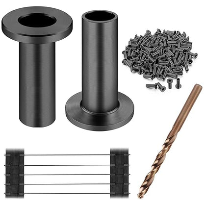 CKE 150 Pack T316 Stainless Steel Black Protector Sleeves for 1/8" 5/32" or 3/16" Cable Deck Stair Railing Kit System, Black Cable Railing Protective Sleeves for Wood Posts, DIY Balustrade, BCR01-3/16
