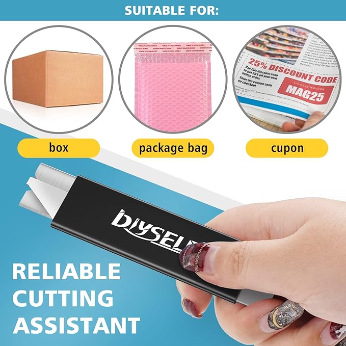 DIYSELF Box Cutters, 4 Pack Small Box Cutter Retractable, Box Cutter Knife with Single Edge Razor Blade, Utility Knife All Metal Shell, Box Opener for Packages, Boxes and Paper