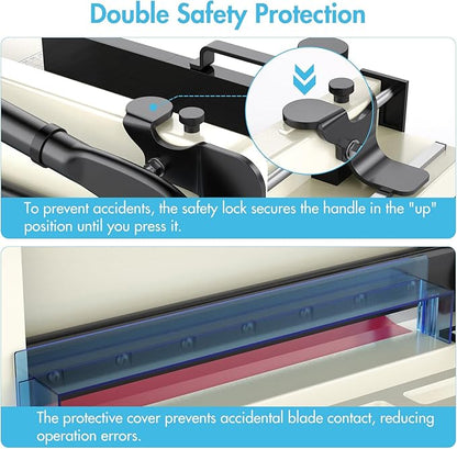 Paper Cutter 12 Inch, Heavy Duty Paper Cutter for A4 Paper, Guillotine Paper Cutter 400 Sheet Capacity, Solid Steel Construction, Beige