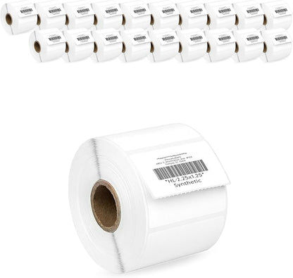 HOUSELABELS 2.25" x 1.25" Address Labels on 1" Core in Polypropylene Compatible with Zebra and Rollo Printers, 20 Rolls / 1,000 Labels per Roll