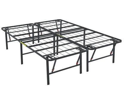 Bed Frame with Storage, Foldable Metal Platform, Sturdy Steel, No Box Spring Needed, 18 inches High, Tool-Free Setup, Full Size, Black