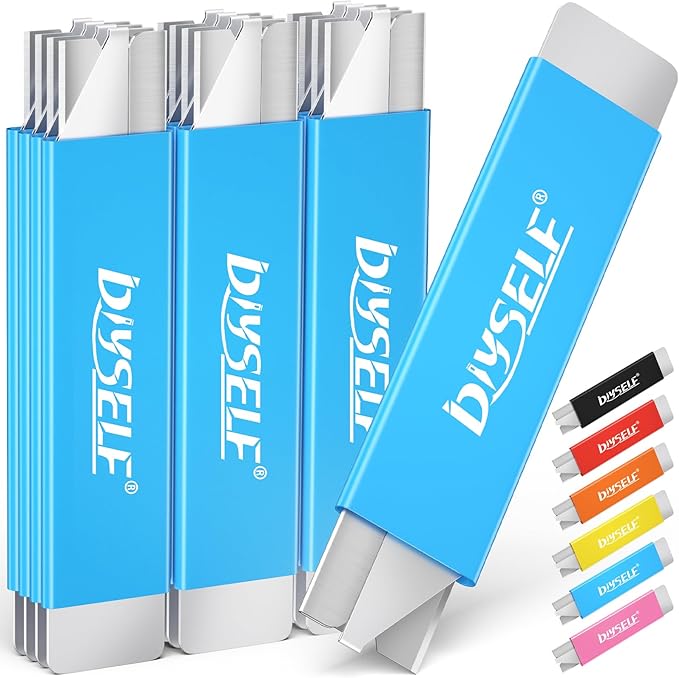 DIYSELF Box Cutters, 12 Pack Box Cutter Retractable, Box Cutters Knife with Single Edge Razor Blade, Utility Knife All Metal Shell, Letter Opener for Packages, Boxes, and Paper