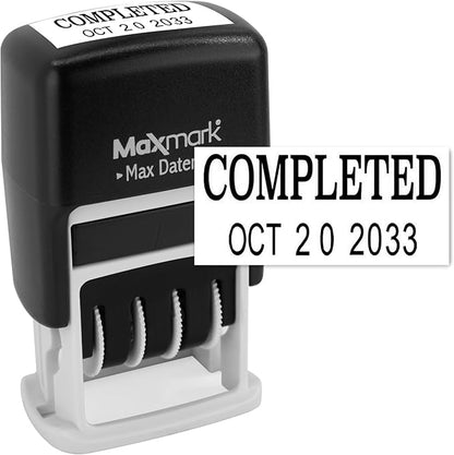 MaxMark Self-Inking Rubber Date Office Stamp with Completed Phrase & Date - Black Ink (Max Dater II), 12-Year Band