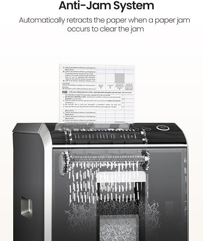 Locksworth 200-Sheet P-5 Micro-Cut Heavy-Duty Paper Shredder, 60-Min Continuous Run, 8.5-Gal Bin, Auto Jam-Proof, Home Office, High-Security