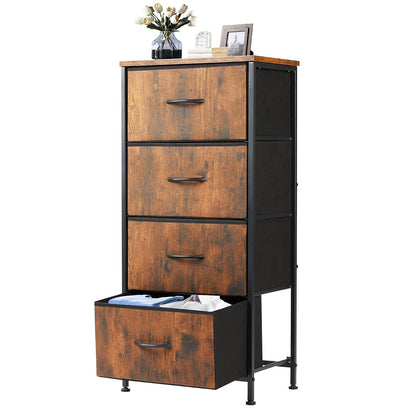 Nightstand, Bedside Table with 4 Fabric Drawers