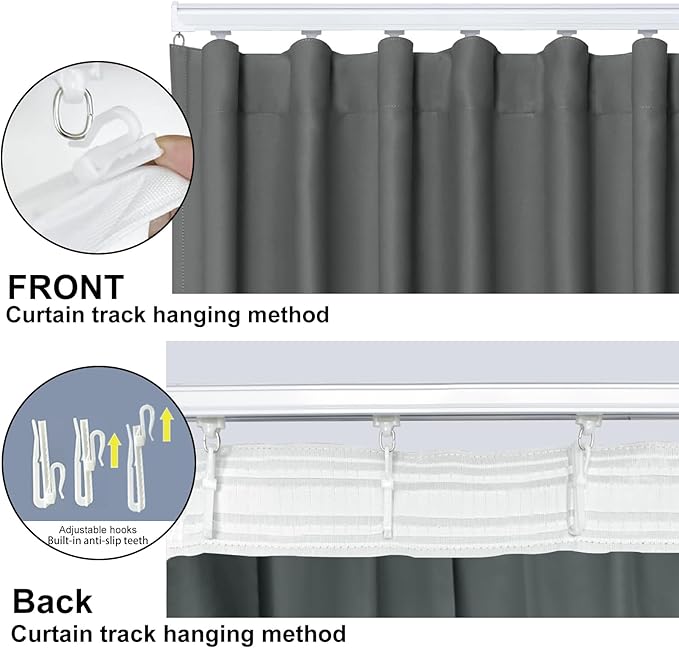 Cbsroro Room Divider Blackout Curtain Track Curtains Wall Dividers Panels Screen for Living Rooms Bedroom Office Privacy Partition Separation, W120 × L120 Inch,1 Panel, Grey