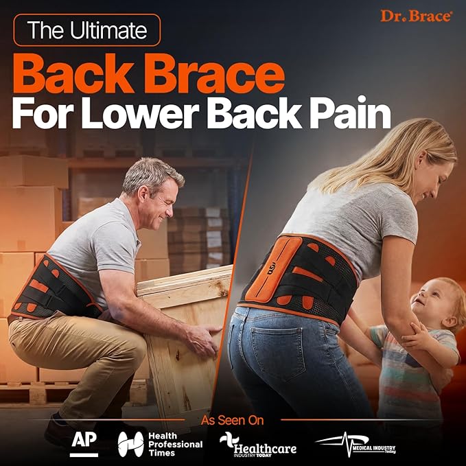 DR. BRACE® Lower Back Brace for Men & Women for Lower Back Pain Relief, Revolutionary Versatile Splints System & Removable Lumbar Pad, Adjustable & Breathable Back Support Brace (29.5-35.4″)