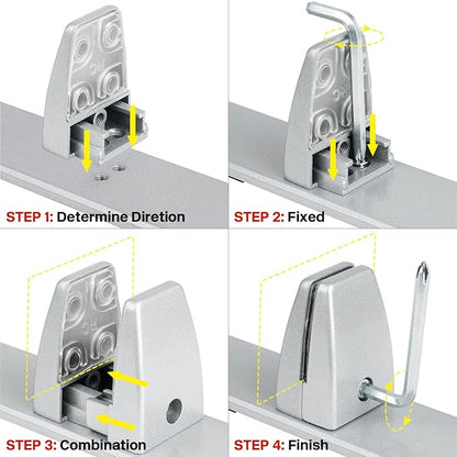 2 Packs Sneeze Guard Clamp Bracket, Sneeze Guard Shield Base for Countertop, Stick On Heavy Duty Auminum Partition Guard Clamp, Panel Support Clamps Stand for Clear Acrylic Desktop Counter Reception