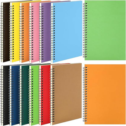 Leelosp 12 Pack B5 Spiral Notebook 10.2 x 7.3 Inch Lined College Ruled Spiral Journal Wire Bound Notebook Kraft Cover, 120 Pages for Work Students Office Business(Multicolored)