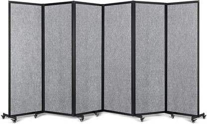 Strongbird Room Partition,Office Divider,Portable Commercial Screen Dividers,Privacy Partition Separator,Classroom School Dividers,12'7"L* 6'7"H,6 Panel,Light Grey