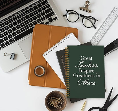 OXW Leadership Gifts Notebook Journal, Leader Gifts for Women Men, Meeting Notebook for Work, Thank You Gifts for Leader Boss Mentor Supervisor, Dark Green Spiral Notebook 5.5 x 8.3
