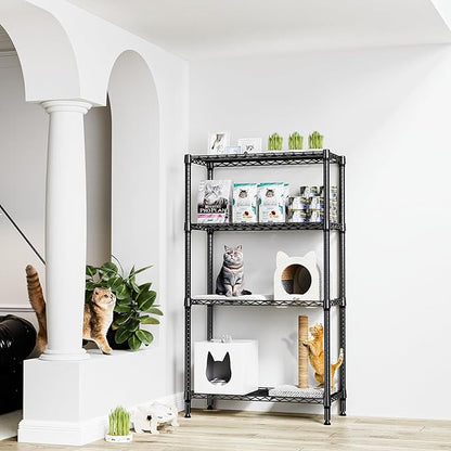 M MZG 1000 lbs 4 Tier Shelf Metal Storage Shelves Shelving Wire Rack Heavy Duty Closet Organizers for Garage Kitchen Bathroom Laundry Black 15.7" D x 33.5" W x 59.5" H