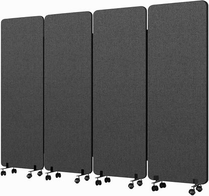 Soundproof Room Divider W/Wheels, 66in Office Dividers for Sound Proofing & Reducing, Sound Proof Dividers for Office Partitions Portable Temporary Wall Acoustic Wall Divider (Cool Grey, 4 Panel)