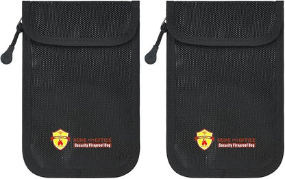 2 Pack Small Fireproof Wallet Pouch, Non-Itchy Waterproof Cash Bag with Zipper, 8 x 5.12 inch, Black, Safe-Accessories