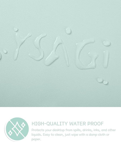 YSAGi Non-Slip Leather Desk Pad L Size, Waterproof Laptop Computer Desk Keyboard Mat, Table Protector Blotter Mat, Large Mouse Pad for Office/Work/Home/Decor(Mint Green, 35.4" x 17")