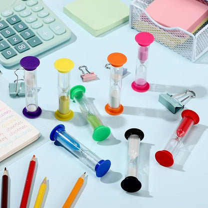 48 Pcs Back to School 5 Minute Sand Timer Bulk Colored Plastic Mini Multicolor Hourglass Stand Timer for Classroom Teacher School Home Office Time Management