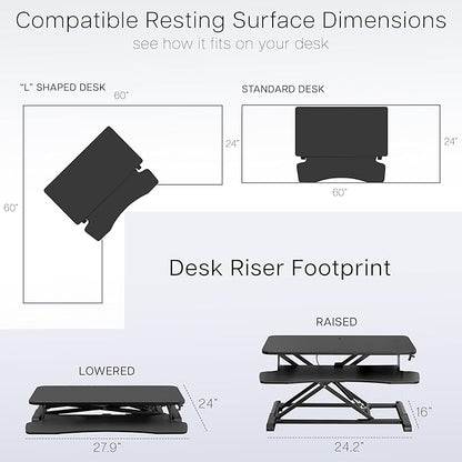 VIVO 28 inch Desk Converter, K Series, Height Adjustable Sit to Stand Riser, Dual Monitor and Laptop Workstation with Keyboard Tray, Rustic Vintage Brown Top, Black Frame, DESK-V028KN