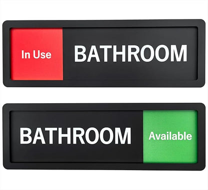 Bathroom Sign – In Use/Available Slide Switch Sign, Premium Durable Acrylic Material, Super Strong Self-Adhesive, Quick Installation, Suitable For Your Home And Business (9×3 Inches, Black)