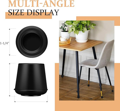 VOCOMO 1-1/4” Round Rubber Chair Leg Tips Caps, Chair Leg Floor Protectors Furniture Legs Caps Non Slip Reduce Noise for Hardwood Floors (Black, 8 Pack)