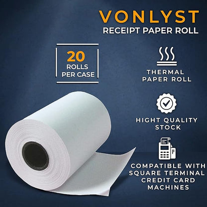 Vonlyst Receipt Paper Roll for Square Terminal Credit Card Machine (20 rolls)