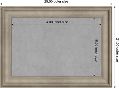 Amanti Art Silver Framed Magnetic Board 21x29 Medium Vision Board for use with Magnets, 100% Metal Sheet to Display Items as Office Decor or for Home Organization in mudroom, Kitchen or Kids Room