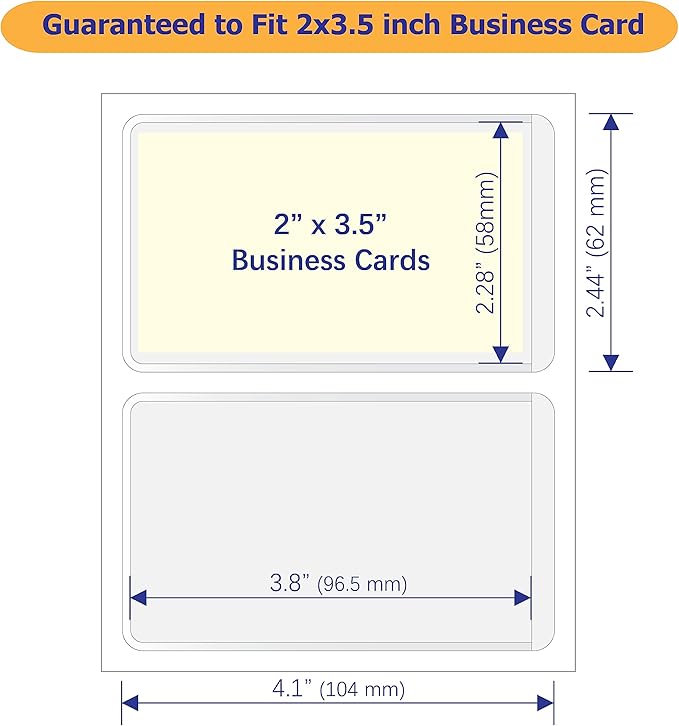 Clear Adhesive Business Card Pocket swith Side Open for Loading, 50 Pack, Plastic Labels Holders for Storage Bins and Library Card, Ideal for Organizing and Protecting Your Business Cards