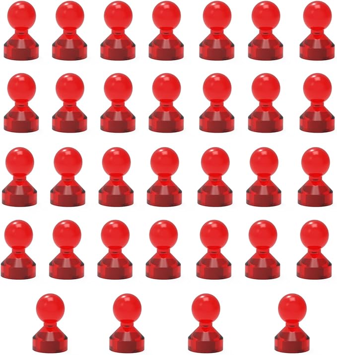 MHDMAG Magnetic Push Pins Powerful Push Pin Magnets for Fridge Whiteboards Calendars Maps in School & Office Pack of 32,Red