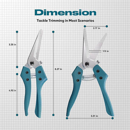 GARTOL 8" Scissors All Purpose Heavy Duty, Ultra sharp Tin Snips with Cable Notch, Finely Serrated Angled-Blades - Industrial Scissors for Carpet, Cardboard, Sheet Metal, Leather, Insulation, Wires