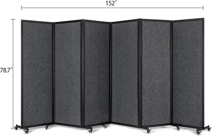 Strongbird Room Partition,Office Divider,Portable Commercial Screen Dividers,Privacy Partition Separator,Classroom School Dividers, 12'7"L* 6'7"H,6 Panel,Grey