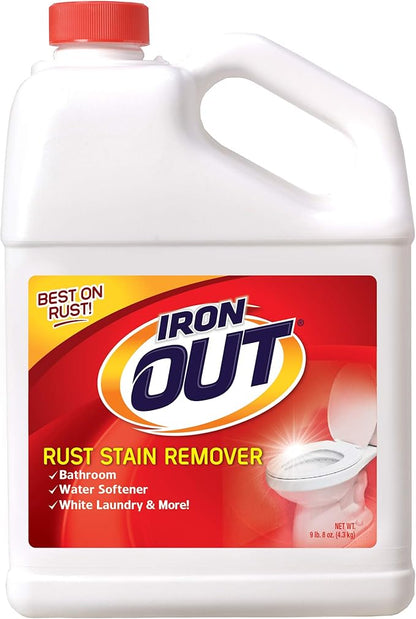Iron OUT Powder Rust Stain Remover, Remove and Prevent Rust Stains in Bathrooms, Kitchens, Appliances, Laundry, and Outdoors, 9.5 Pound