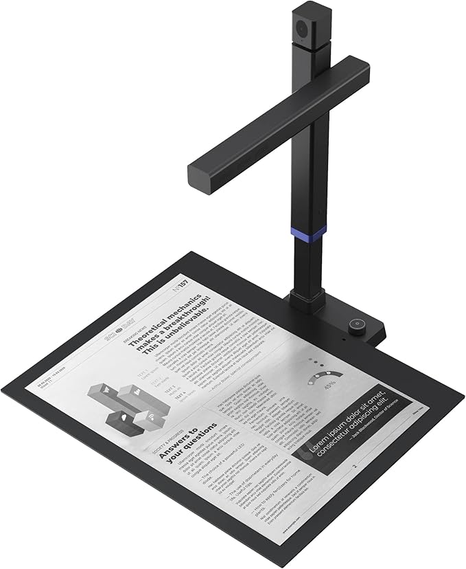CZUR Shine Surface Pro Professional Document Scanner, 16MP Document Camera + 2MP Webcam+ Working Surface, A3 Book Scanner for Computer/Laptop, 180+ Languages OCR, Fast Scan 1s/Page, for PC/Mac