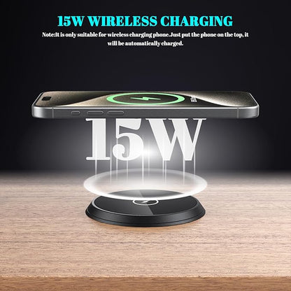 XBA PD 20W USB C Desk Power Grommet with 15W Wireless Charger Cover, Recessed Power Strip with 18W USB A and 2 AC Outlets,Hidden Power Outlets with 6FT Cords for Office, Home, Conference(Black)