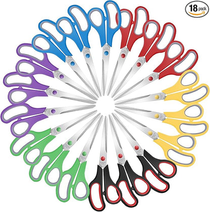 Xnluothsk 18 Packs 8" Sewing Craft Scissors Bulk,Multipurpose Heavy Duty Sharp Paper Scissors,Stainless Steel Shears for Home Office Student Teacher Supplies