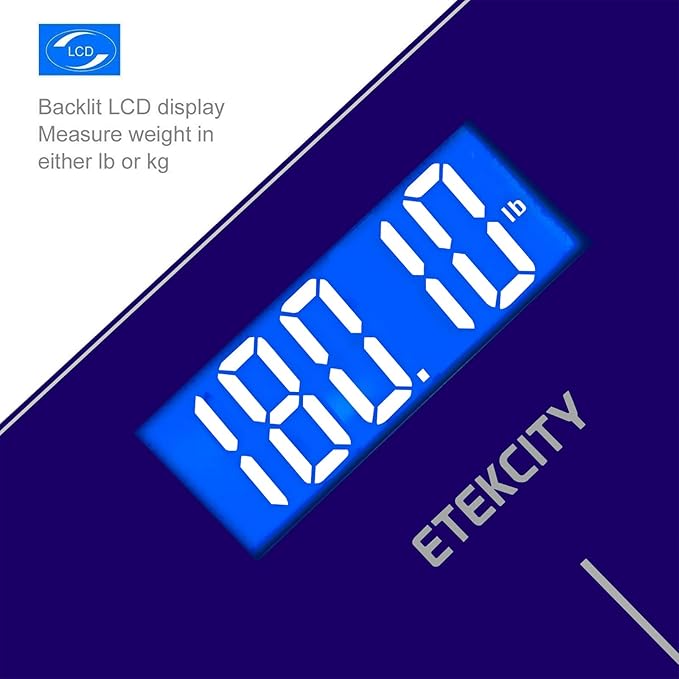 Etekcity Scale for Body Weight, Bathroom Digital Electric Scale for People, Measures Weight up to 400 lbs, Blue