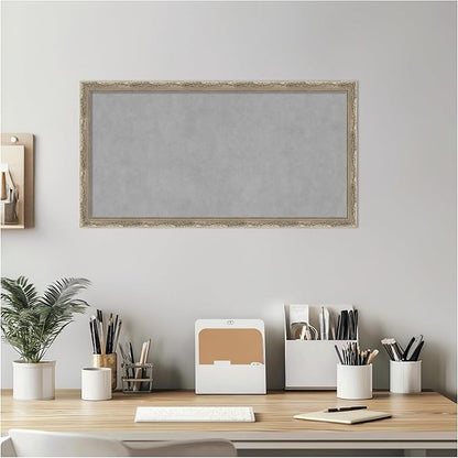 Amanti Art Silver Framed Magnetic Board 14x26 Small Vision Board for use with Magnets, 100% Metal Sheet to Display Items as Office Decor or for Home Organization in mudroom, Kitchen or Kids Room